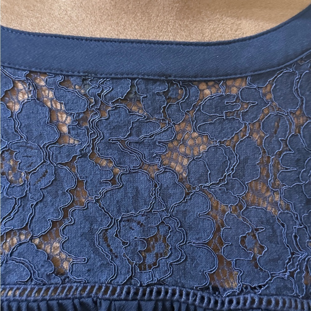 Lane Bryant Deep Blue Lace Detail Blouse - Picture 3 of 6